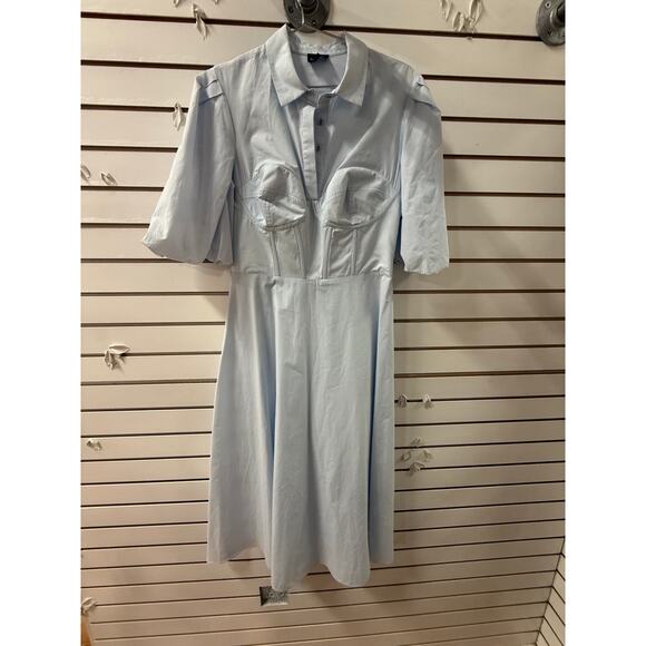 Bardot Elegant Corset Cornflower Blue Midi Shirt Dress Size Medium - Picture 1 of 4
